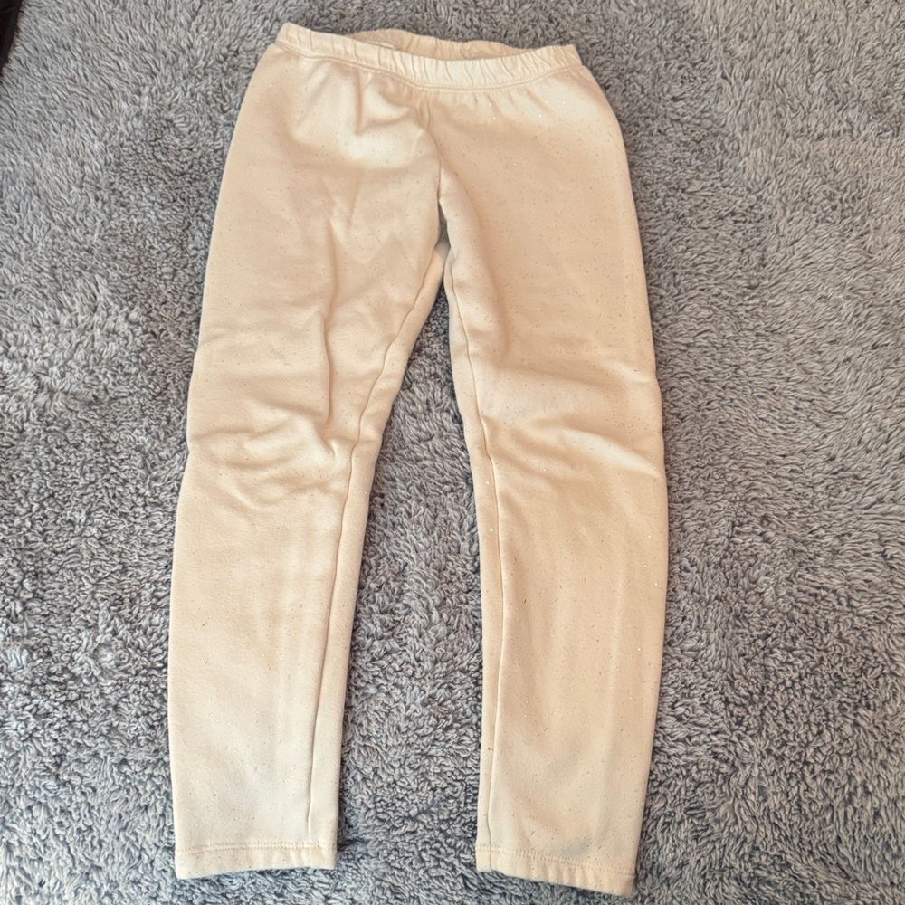Kids Cream Glitter Leggings